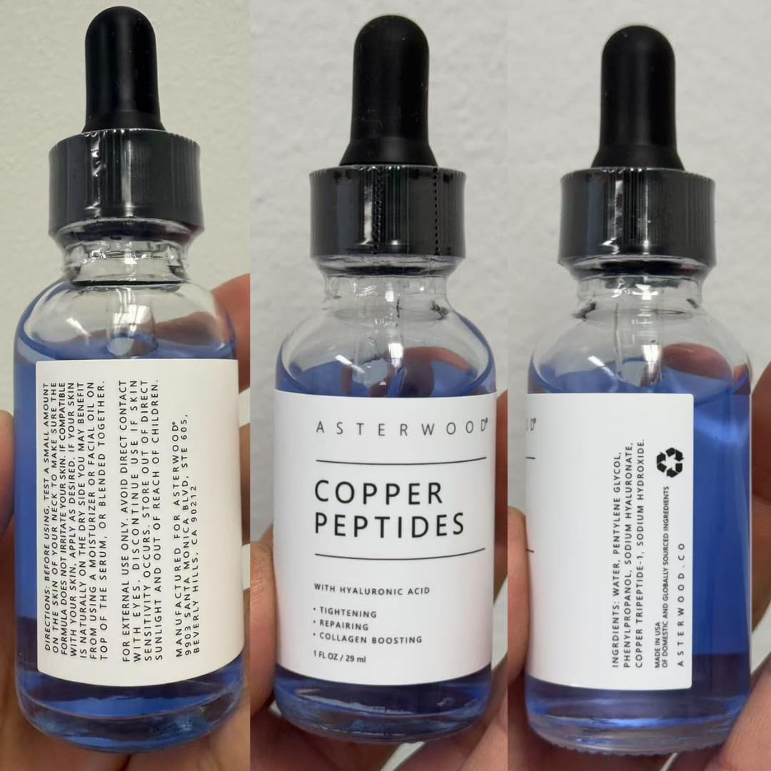 Asterwood Copper Peptides Serum for Face - with GHK-Cu Peptide and Hyaluronic Acid