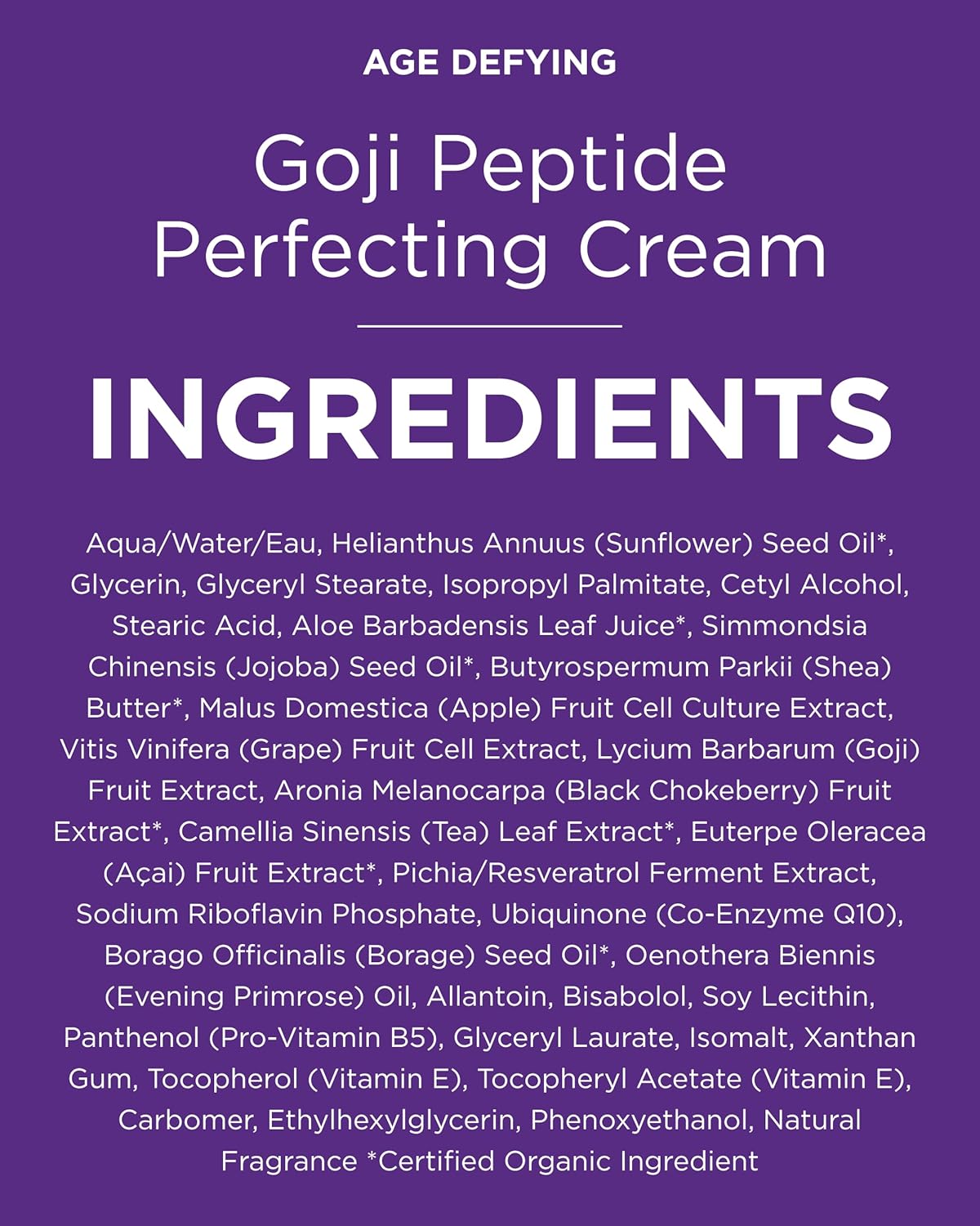 Andalou Naturals Goji Peptide Perfecting Cream (1.7 fl oz) | Age Defying Face Moisturizer with Resveratrol..