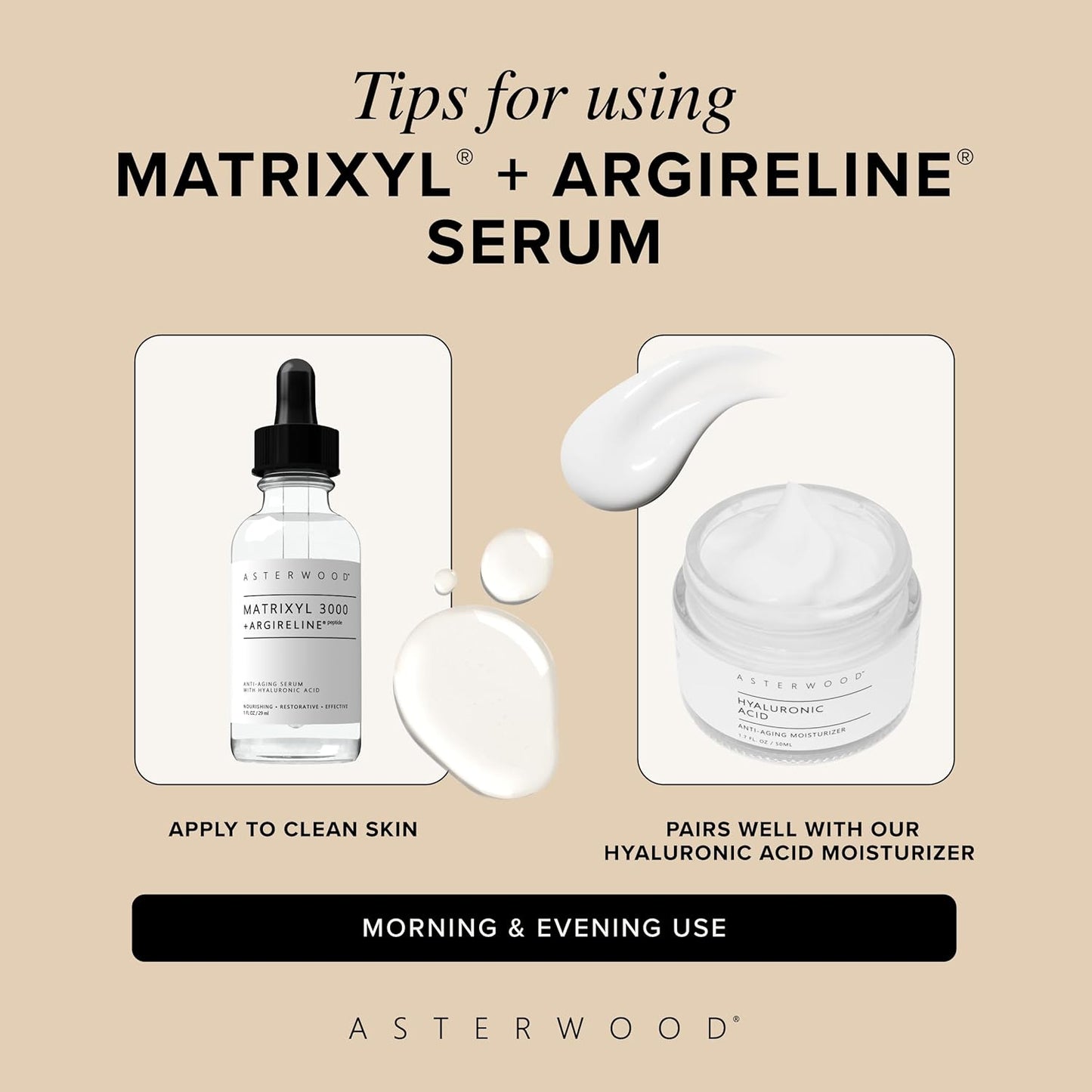 Asterwood Matrixyl 3000 + Argireline Serum for Face - Multi Peptide Serum with Hyaluronic Acid..