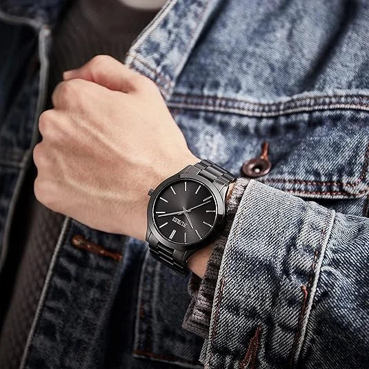 BUREI Men Watches Fashion Analog Stainless Steel Quartz Waterproof Watches