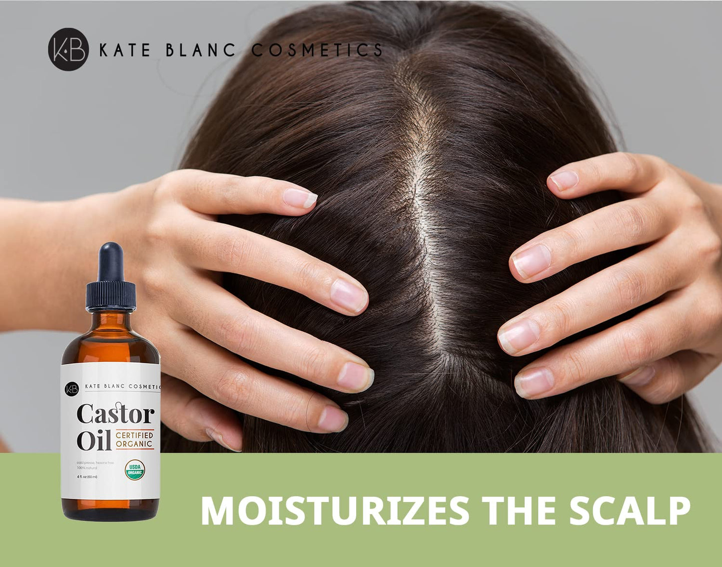 Kate Blanc Cosmetics Castor Oil Organic (4oz), 100% Pure, Cold Pressed, Hexane Free. Natural Oil for Hair..