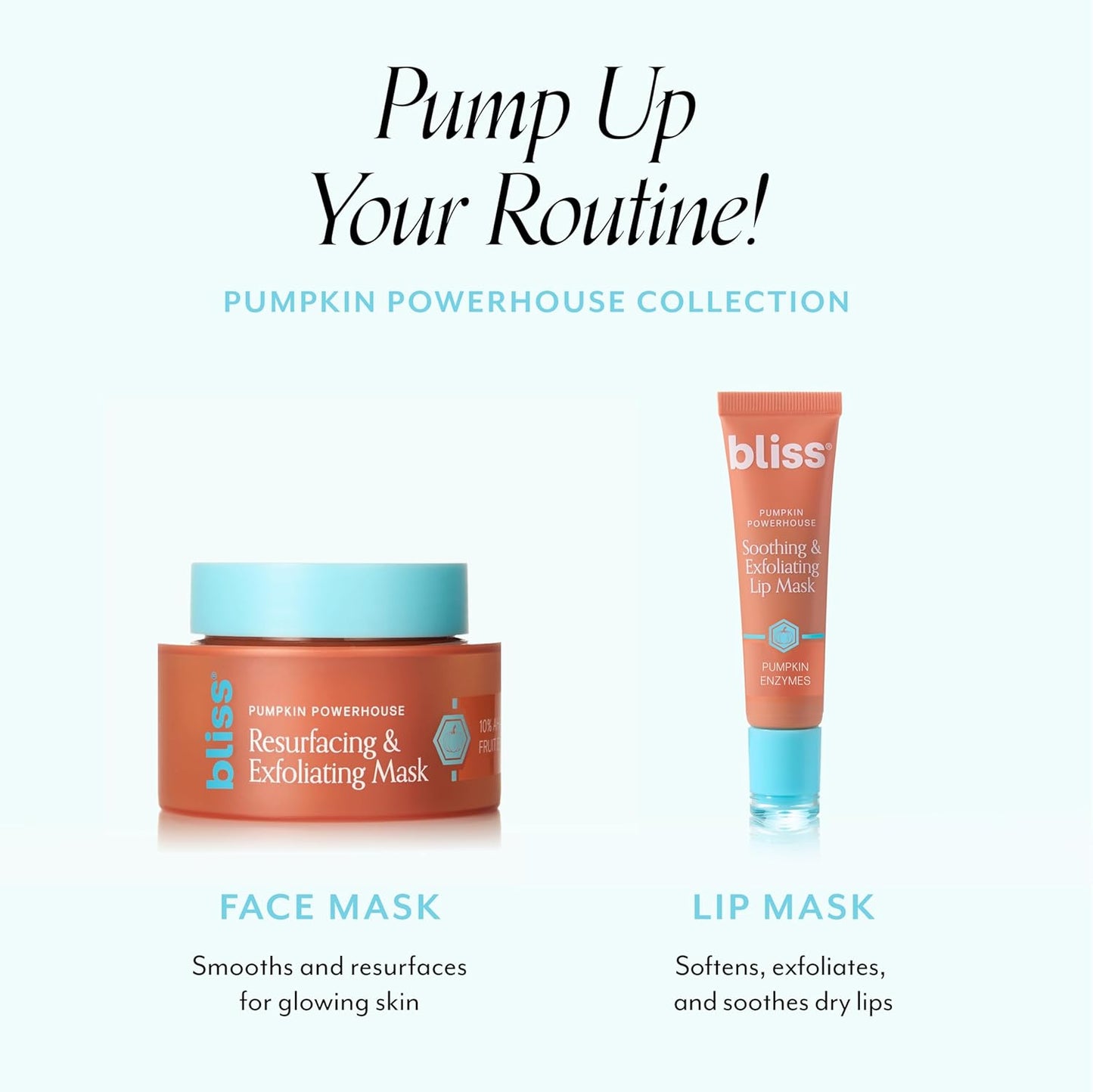 Bliss Pumpkin Powerhouse & Resurfacing Enzyme Mask - 10% AHA Pumpkin Blend with Prebiotics and Hyaluronic Acid for Smooth..