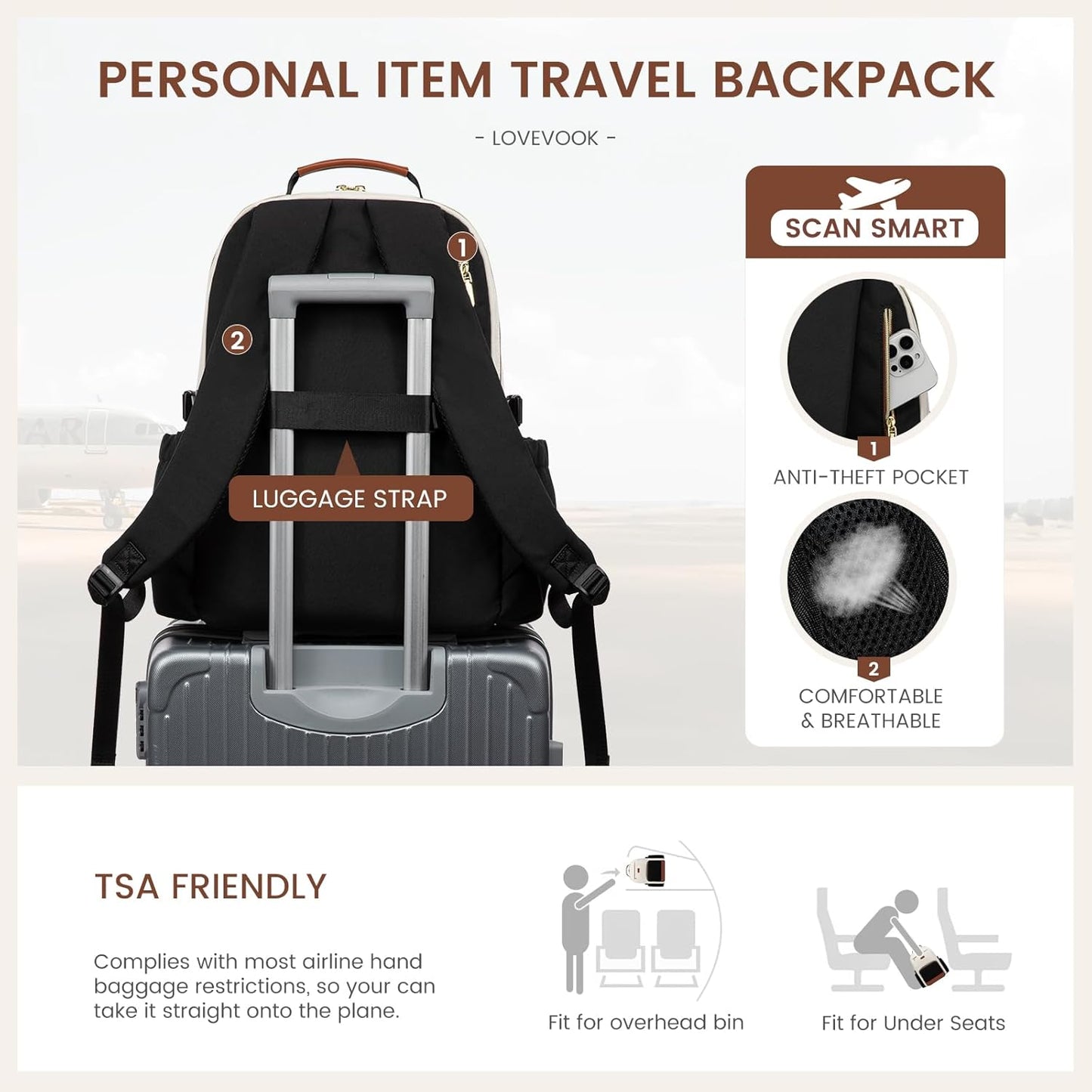 LOVEVOOK Laptop Backpack for Women with Pouch Pocket for Large Capacity Cup, Leopard print