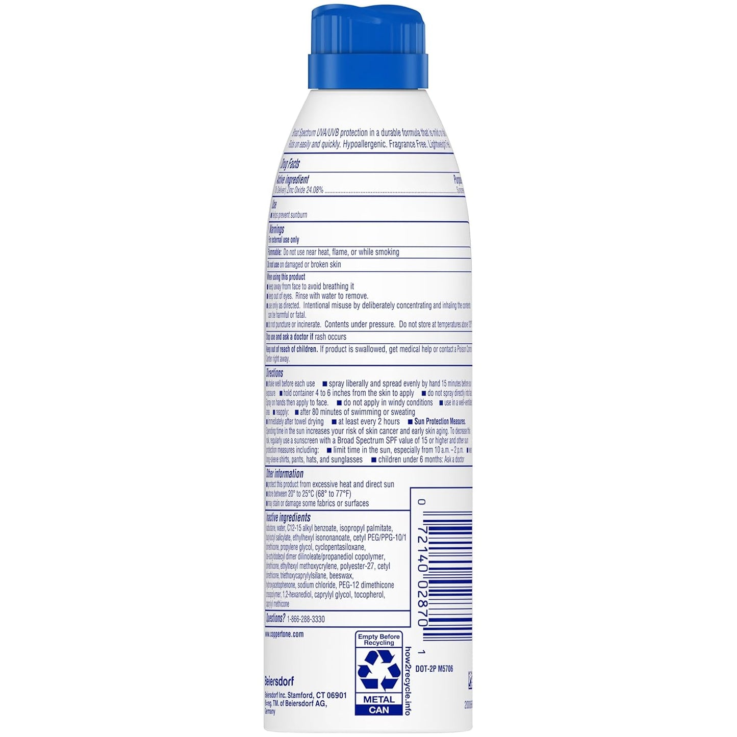 Coppertone SPORT Mineral Sunscreen Spray SPF 50, 5 OZ | Zinc Oxide Mineral Sunscreen Spray SPF 50 , Sweat..