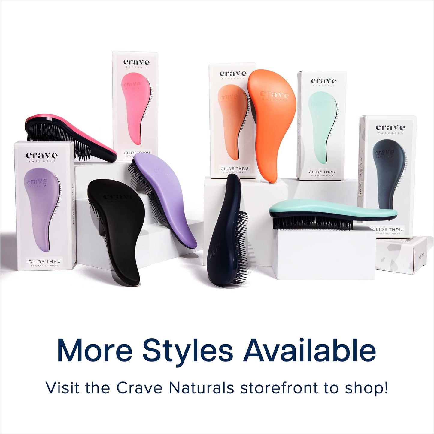 Crave Naturals Glide Thru Hair Brush - Detangler Brush for Curly, Straight, Wet or Dry Hair - Gentle Detangling Brushes for Adults, Kids..