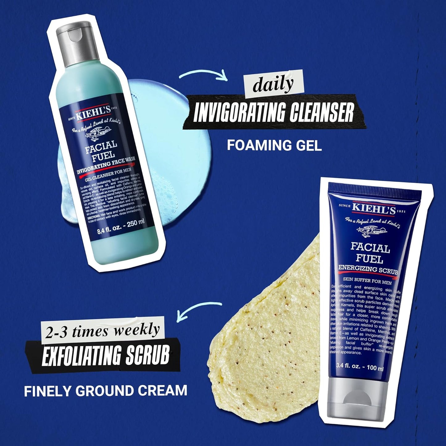 Kiehl's - Facial Fuel Men's Energizing Face Wash | Foaming Gel Formula Exfoliates & Cleans Skin..