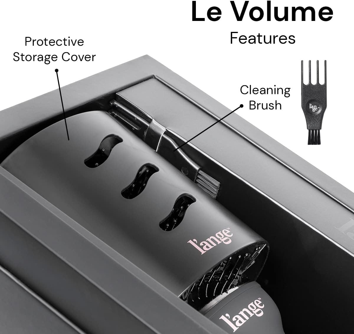 L'ANGE HAIR Le Volume 2-in-1 Titanium Blow Dryer Brush | Frizz Control Blowout Hair Dryer Brush For Drying And Straightening | Black - 60mm