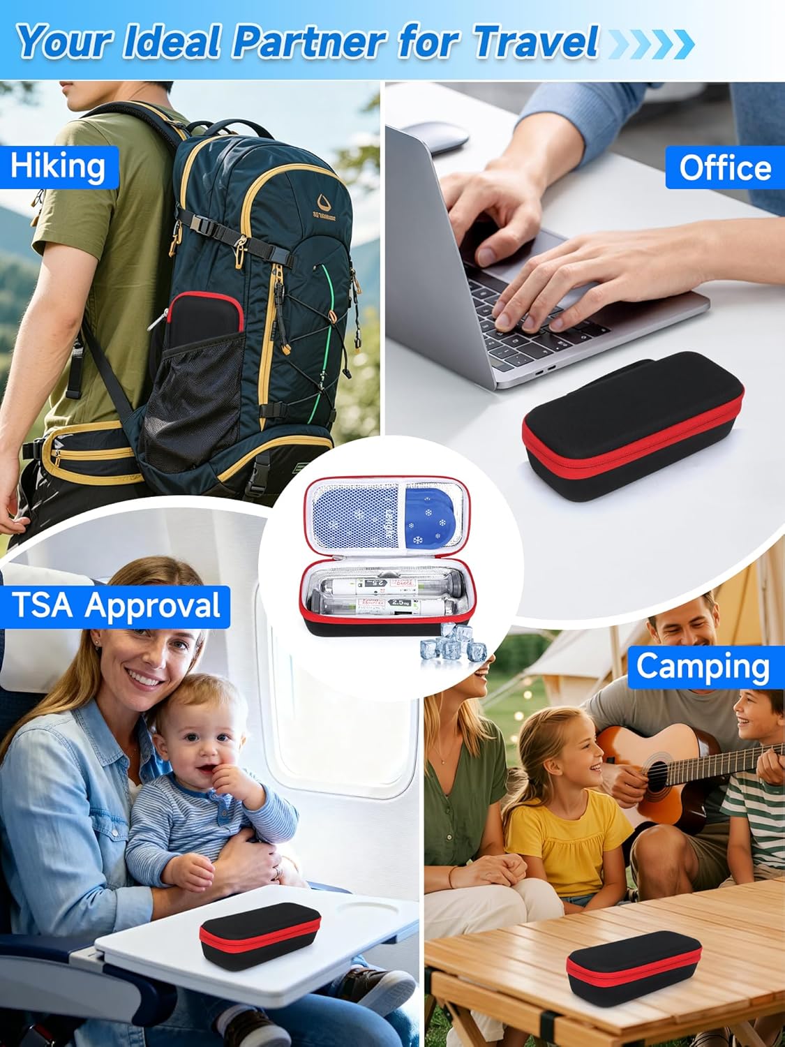 Leng Ke Portable Insulated Cooler Travel Case Compatible with Zepbound & Mounjaro Injector Pens