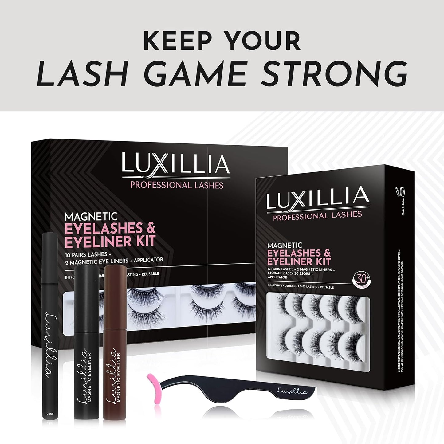 8-Piece Clear & Black Magnetic Eyelashes with Applicator & Magnetic Eyeliner Kit – Reusable Natural Magnetic Lashes...