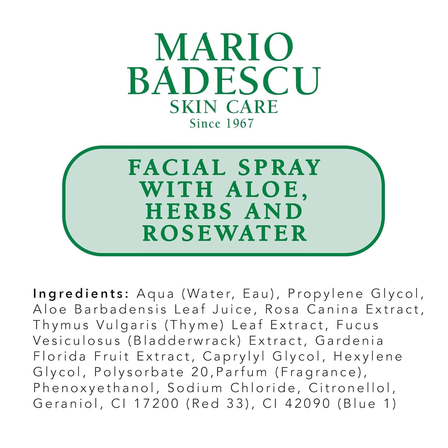 Mario Badescu Facial Spray with Aloe, Herbs and Rose Water for All Skin Types, Face Mist that Hydrates..