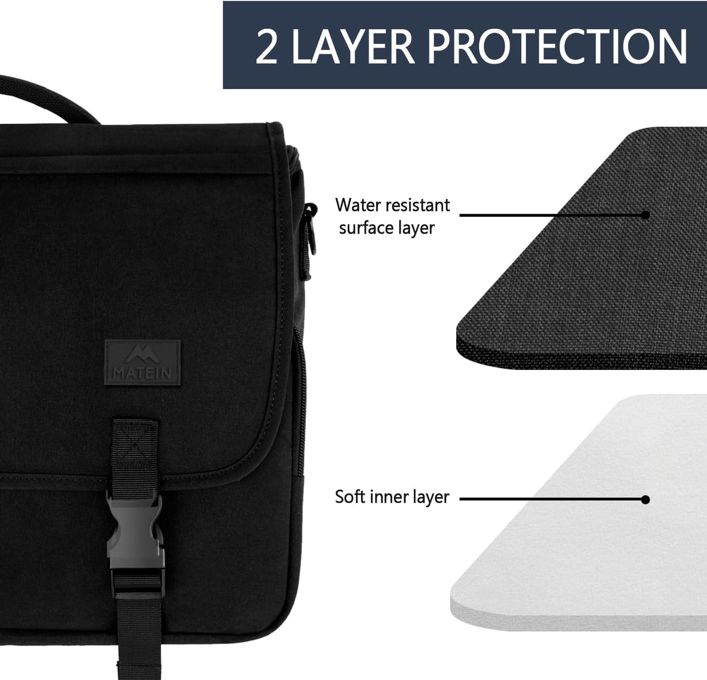 MATEIN Messenger Bag for Men, Briefcases Lightweight Men's Laptop Bag 15.6 inch, Black