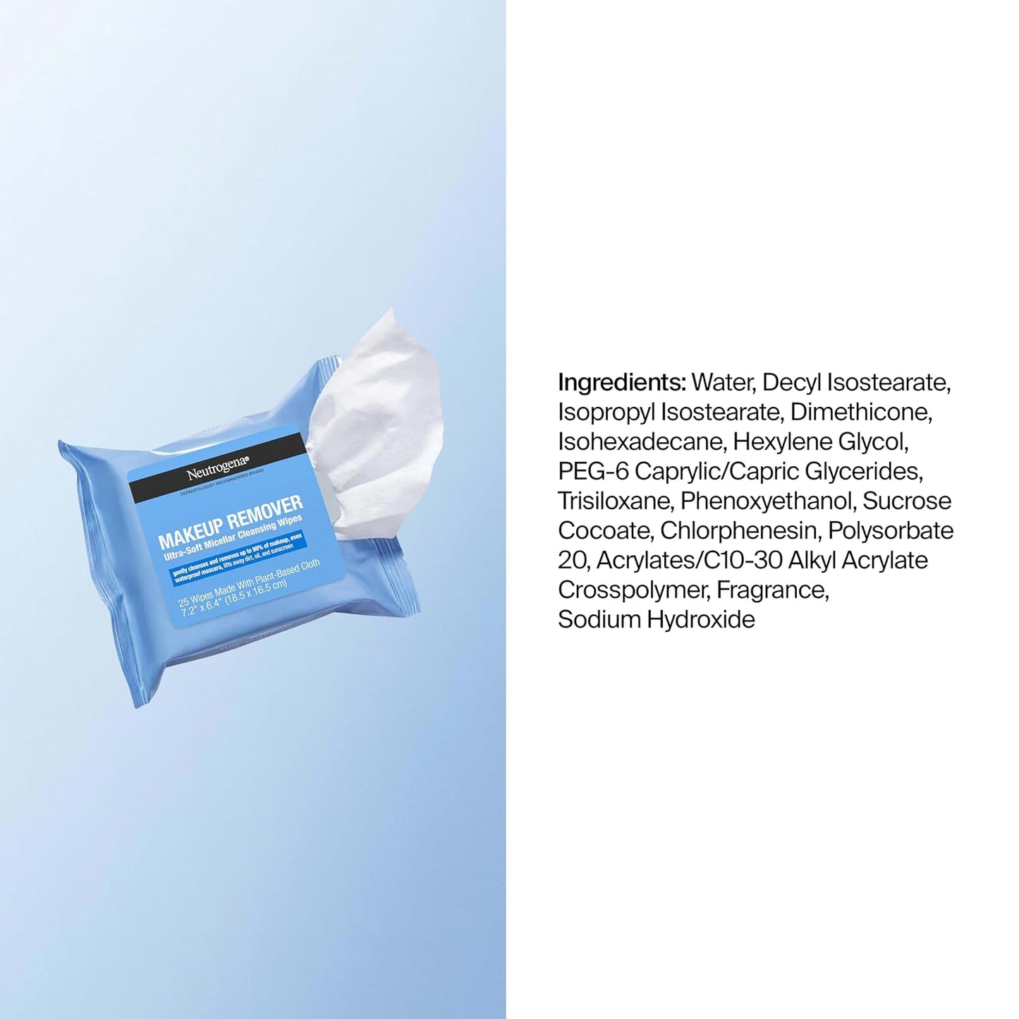 Neutrogena Makeup Remover Micellar Wipes for Face Daily Gently Removes Oil Dirt and Waterproof Makeup..