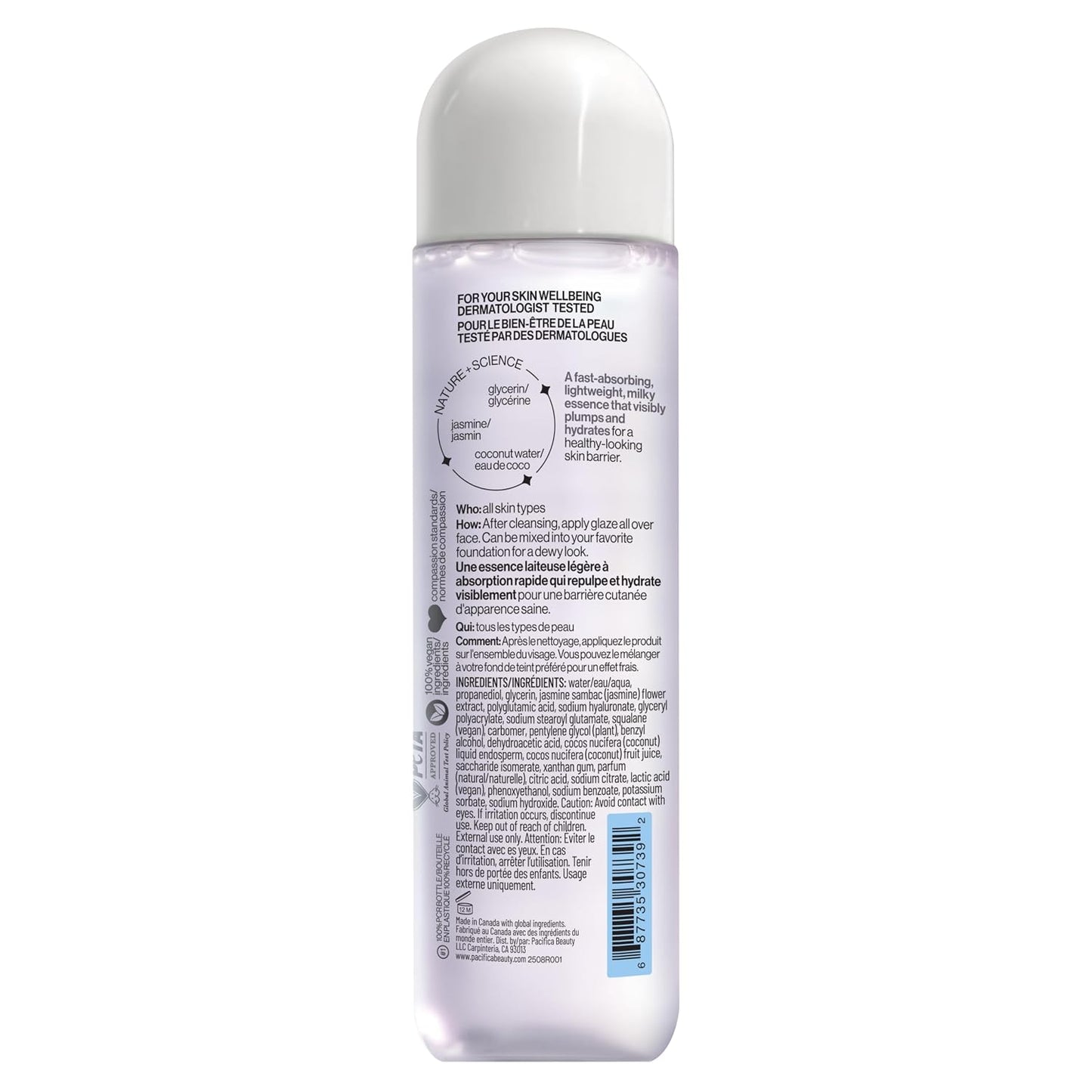 Pacifica Hydrating Glazing Facial Essence with Jasmine Squalane and Polyglutamic Acid - Milky Glass Skin Essence..