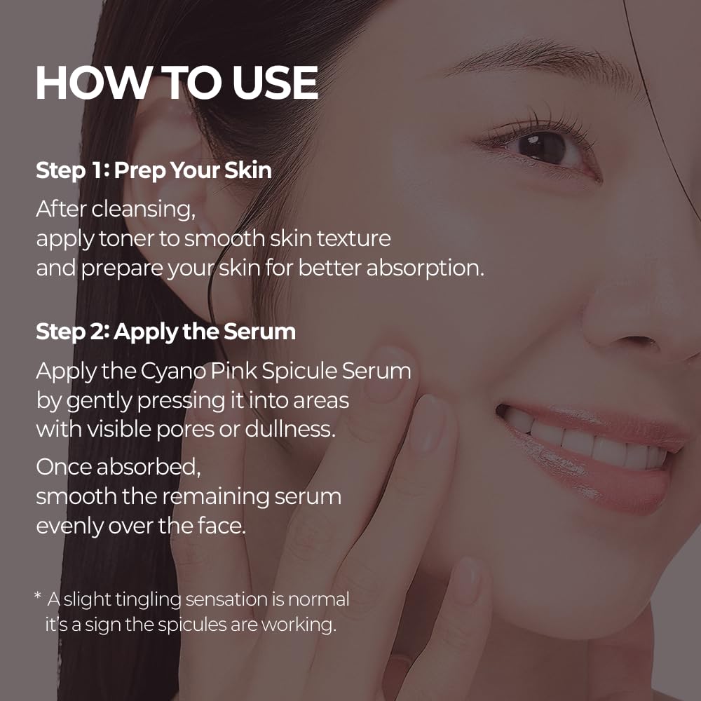 Dr.Melaxin Cyano Pink Spicule Serum with Vitamin B12, Liquid Microneedle Facial Treatment for Enlarged Pores..