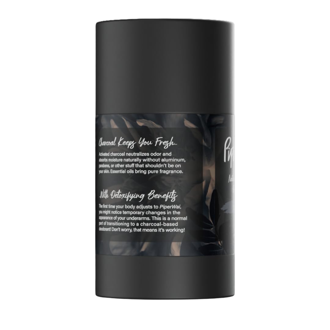 PiperWai Natural Deodorant w/Activated Charcoal | Odor Protection, Vegan, Aluminum Free, Shark Tank Product for Women & Men..