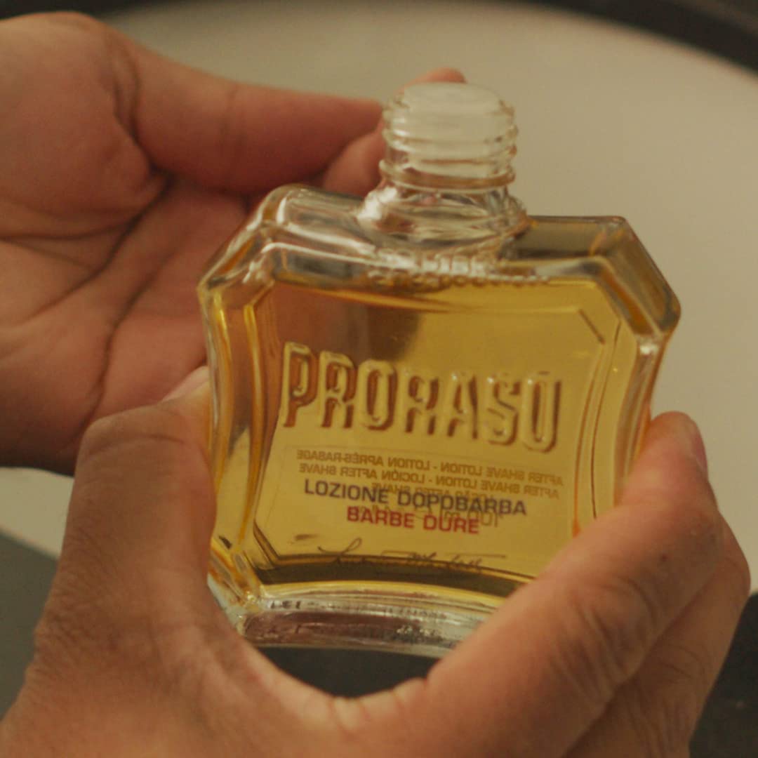 Proraso After Shave Lotion - Sandalwood Oil & Shea Butter - Moisturizing & Nourishing After Shave Splash for Coarse Beards or Hard