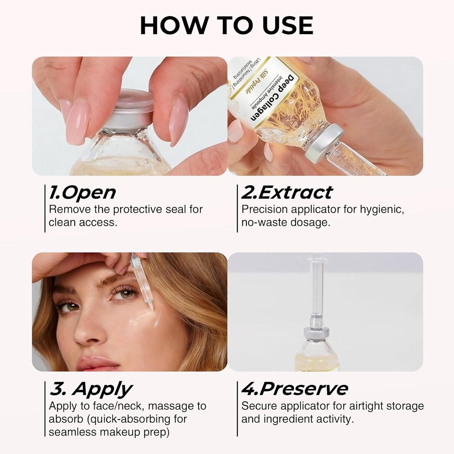 Deep Collagen Silk Peptides Serum for Face & Neck - Korean Skincare Anti-Aging Essence with Peptide..