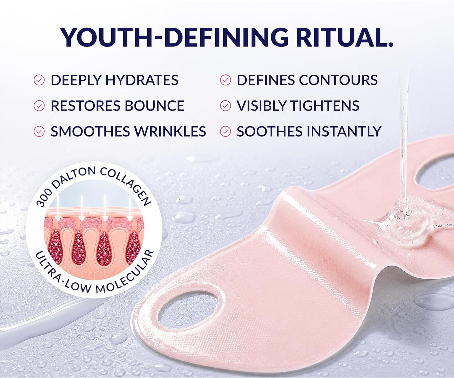 Stylia V Line Lifting Collagen Mask - Lift, Firm & Contour Jawline - Tightening Double Chin Strap with Hyaluronic Acid & Aloe..