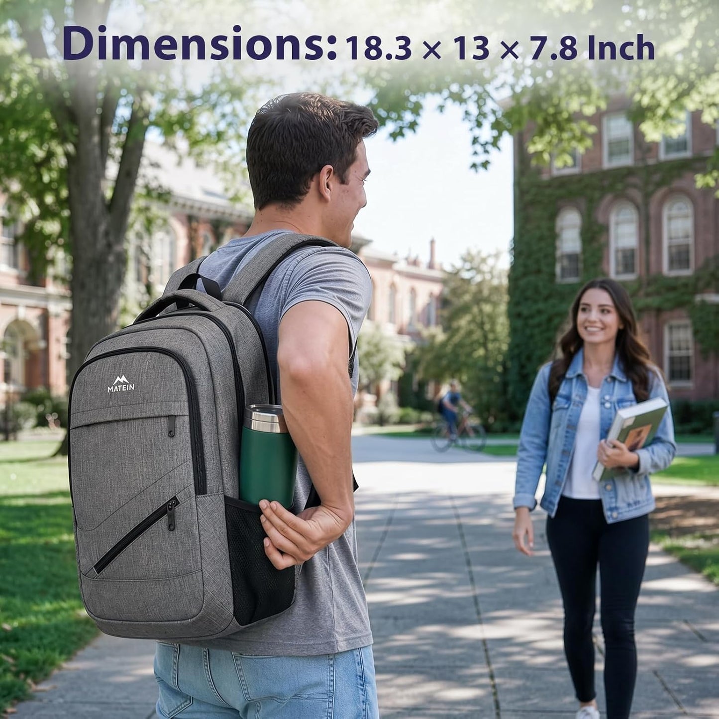 MATEIN Travel Laptop Backpack, 17 Inch Work TSA Approved Carry on Backpack, Grey