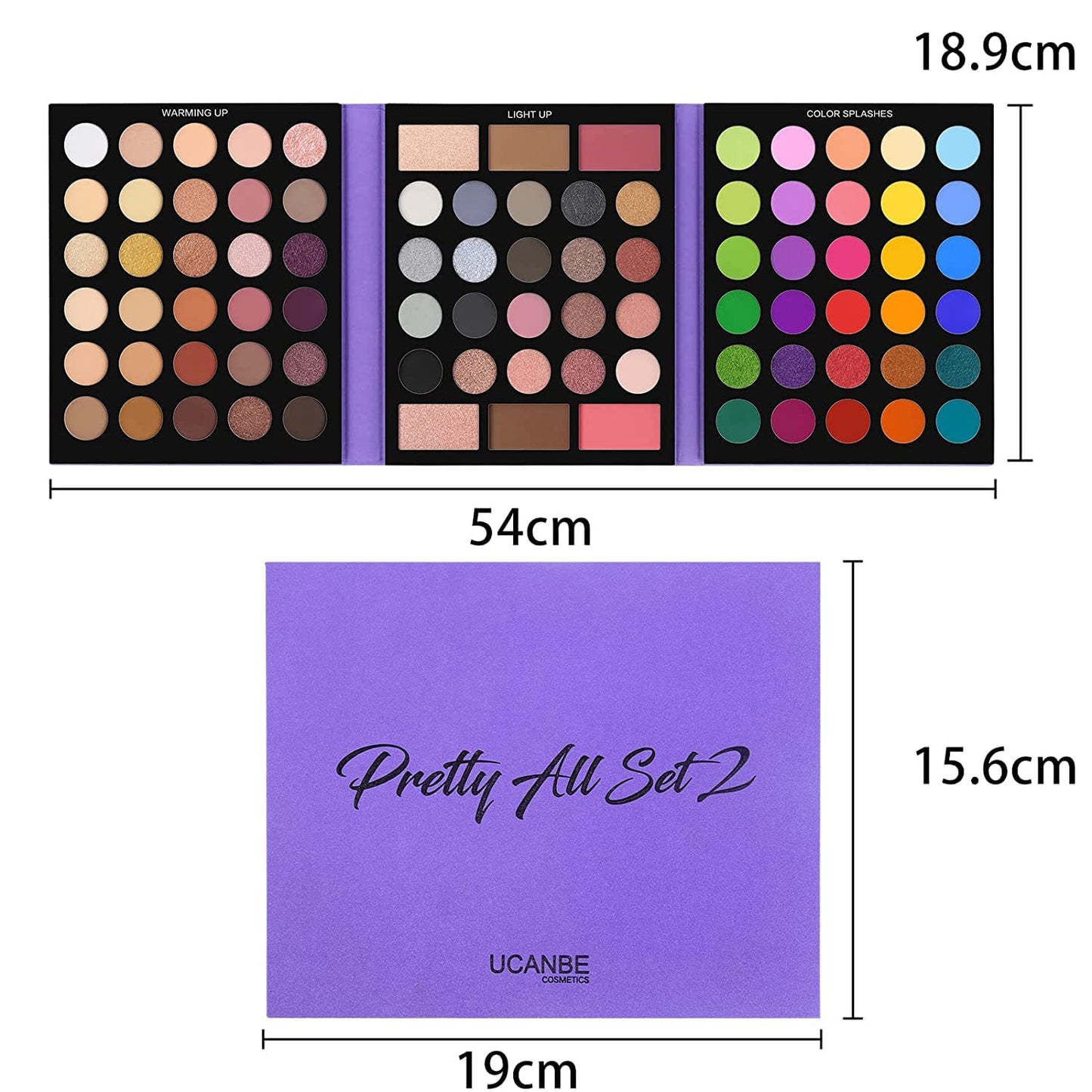 UCANBE 86 Colors Nude Eyeshadow Palette with 15pcs Makeup Brushes Set,Color - Pretty All Set 2..