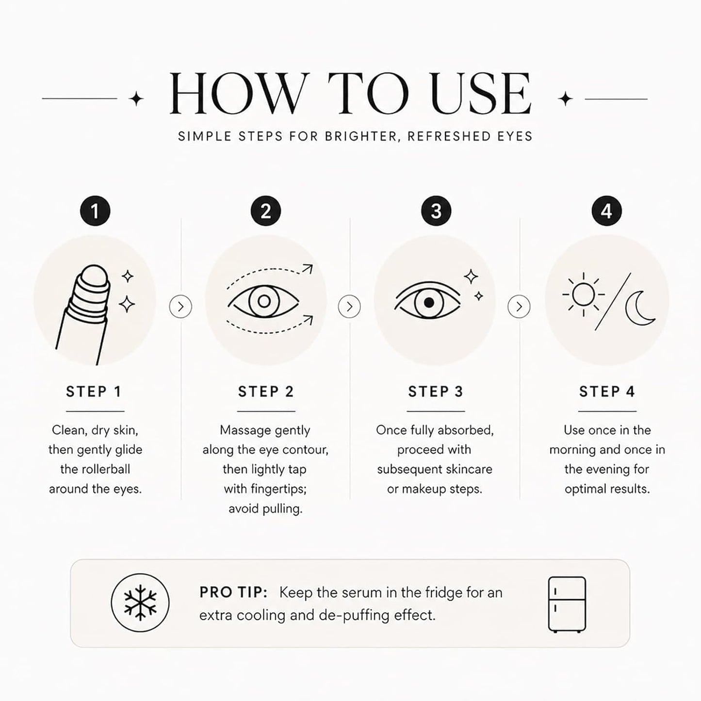 Under Eye Brightener Roller - Caffeine & Retinol Eye Serum for Dark Circles, Puffiness & Fine Lines, Travel Essential Vegan Skincare..