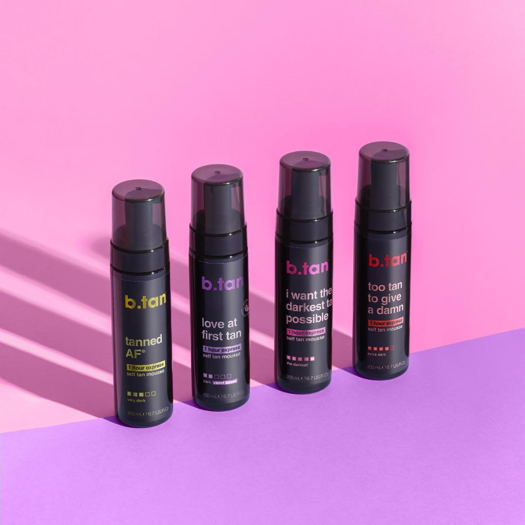 b.tan Violet Base Self Tanner Mousse | Love At First Tan - Best, 1 Hour Express Sunless Tanning Foam..
