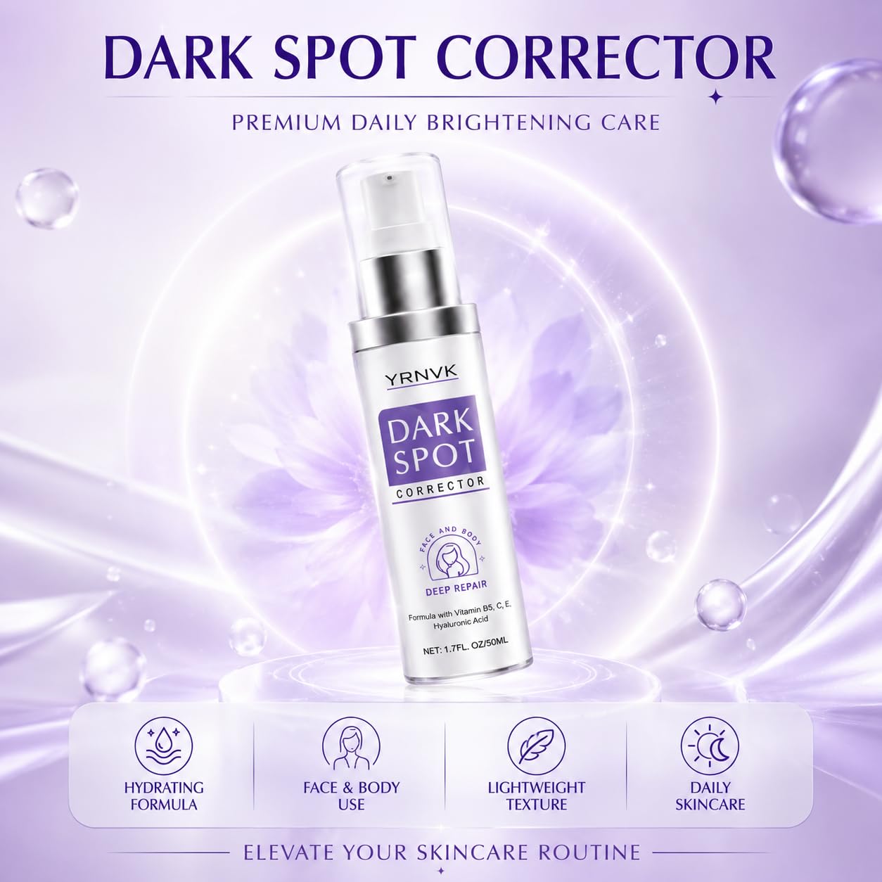 Dark Spot Remover for Face & Body, Brightening Serum with Vitamin C & Hyaluronic Acid | 1.70 FL OZ (Pack of 1)