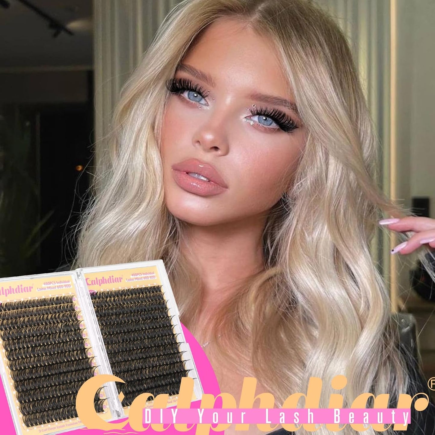 Lashes Clusters 60D+80D Thick Eyelash Clusters 480PCS Wispy Lash Clusters Eyelash Extensions Fluff..