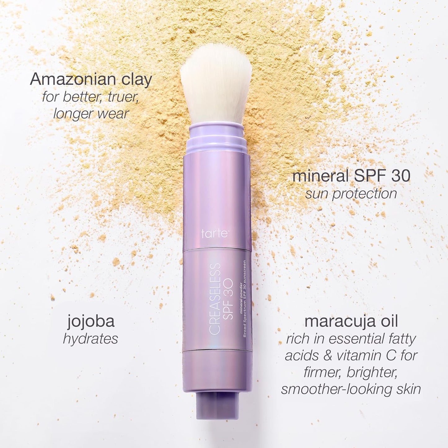 tarte creaseless SPF 30 mineral powder – Brush On Sunscreen for Face, Body & Hairline, Sweat-Resistant 16HR Setting Powder..