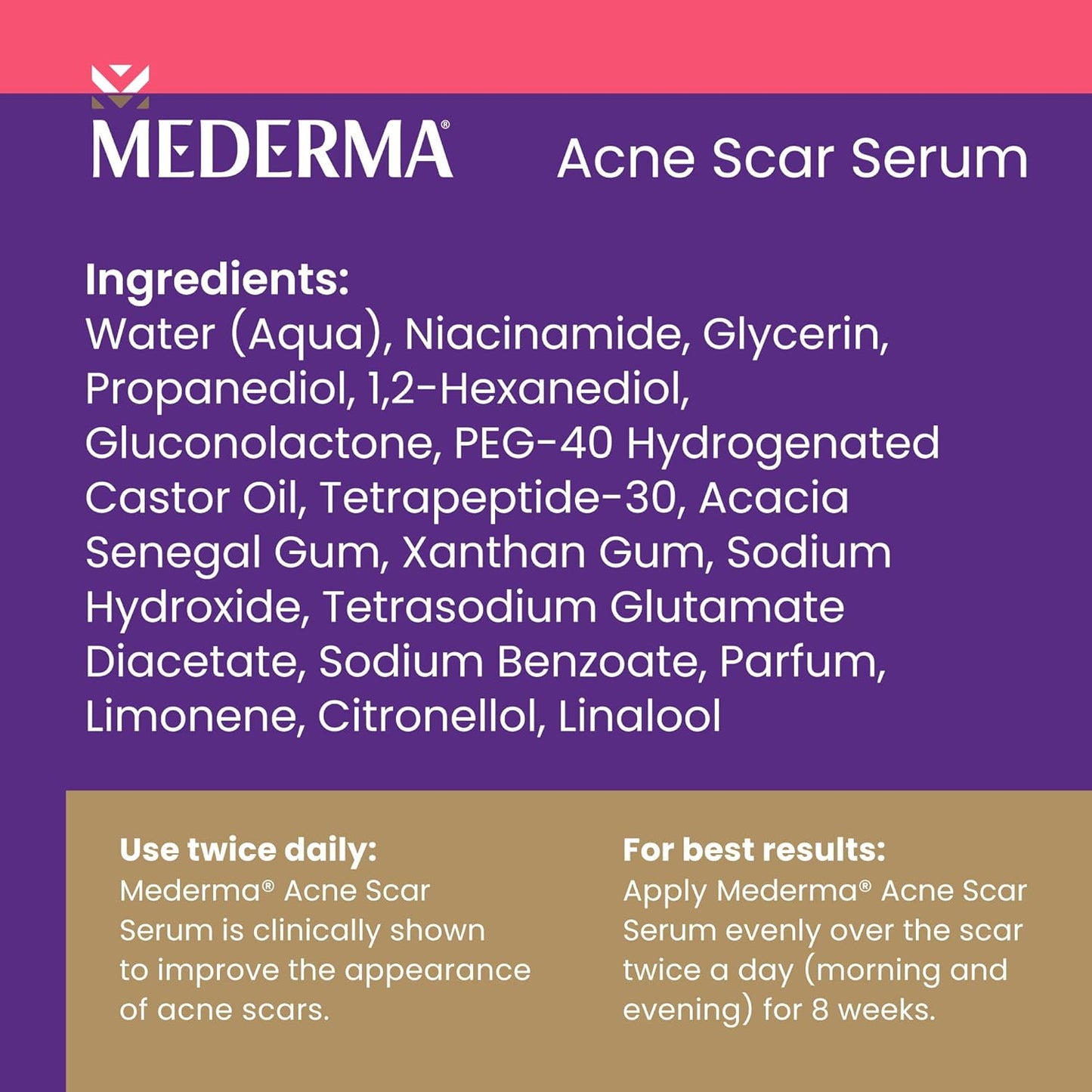 Mederma Acne Scar Serum Triple-Action Formula with Niacinamide, Tetrapeptide-30..
