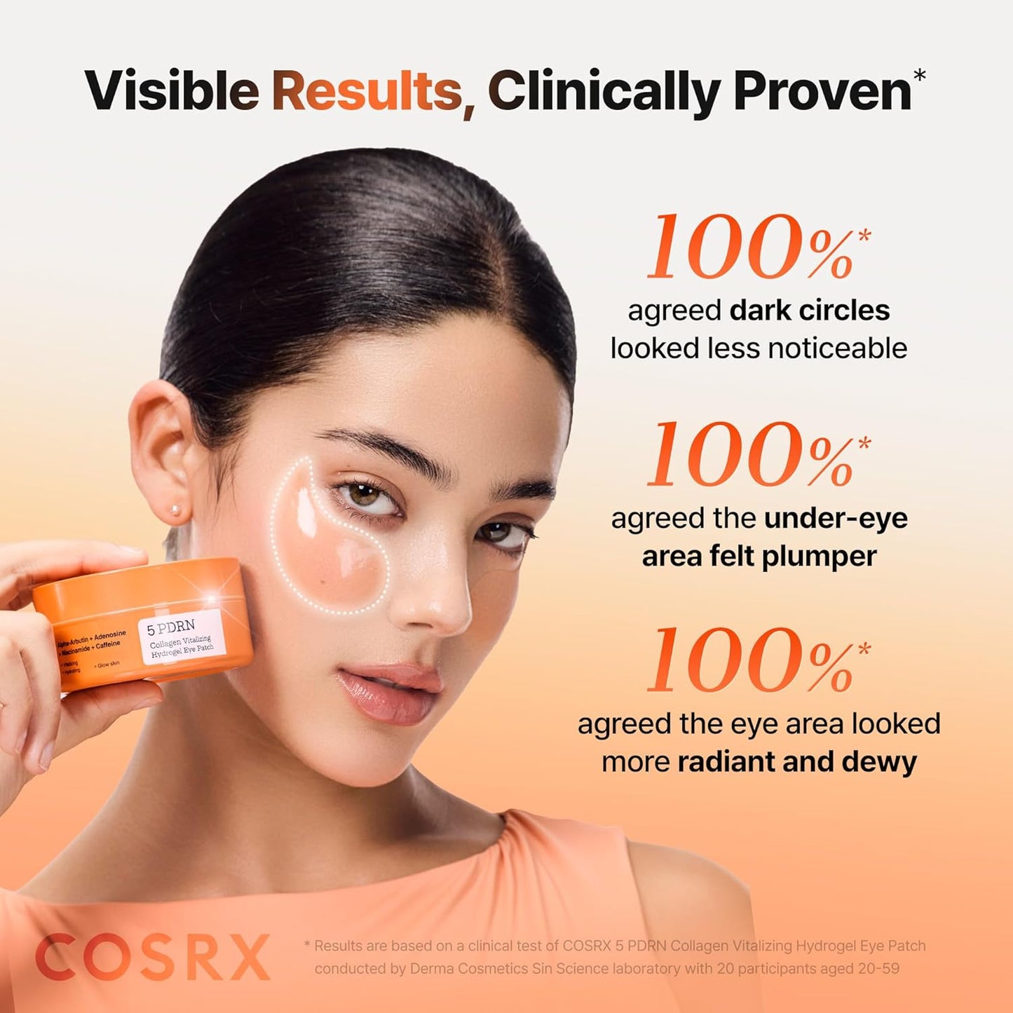 COSRX 5-PDRN Complex Collagen Gel Eye Patches for the look of Dark Circles and Uneven tone, Radiance Care for Tired Under..