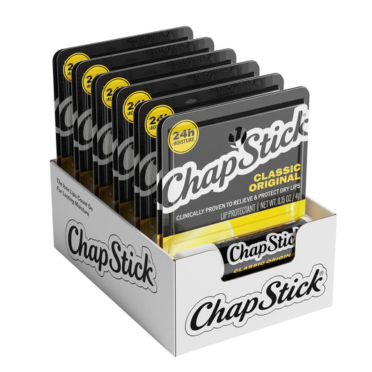 ChapStick Classic Original Lip Balm Tubes, Lip Care - 0.15 Oz (Pack of 12)