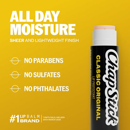 ChapStick Classic Original Lip Balm Tubes, Lip Care - 0.15 Oz (Pack of 12)