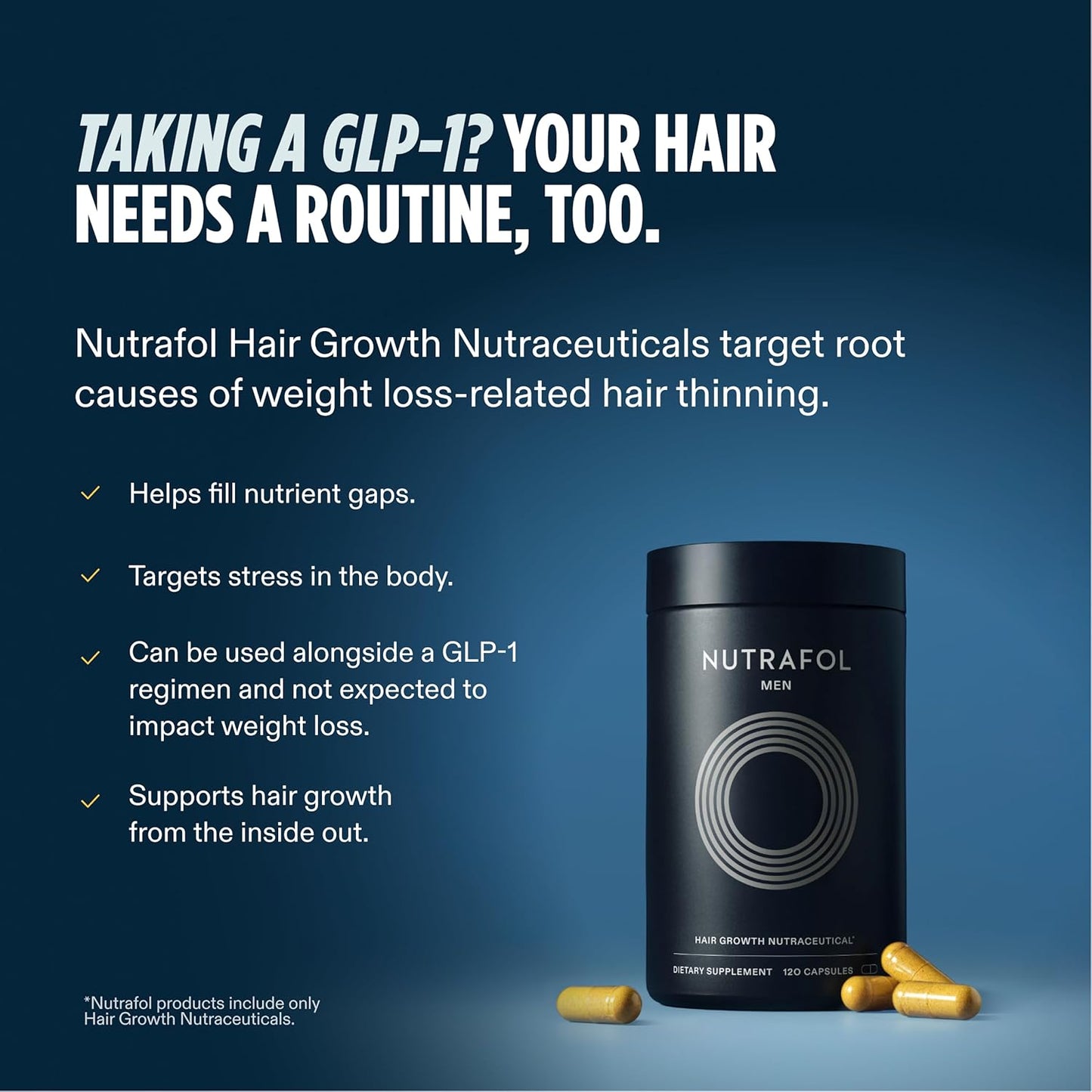 Nutrafol Men's Hair Growth Supplements, Clinically Tested for Visibly Thicker Hair and Scalp Coverage..