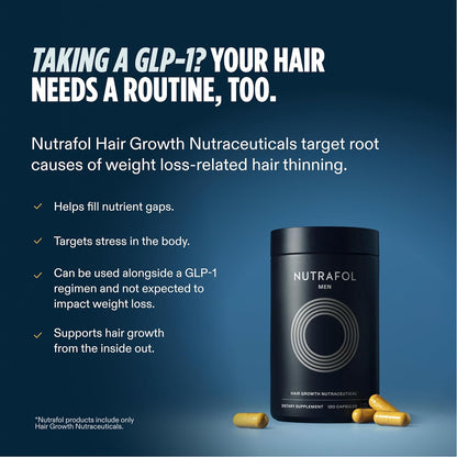 Nutrafol Men's Hair Growth Supplements, Clinically Tested for Visibly Thicker Hair and Scalp Coverage..