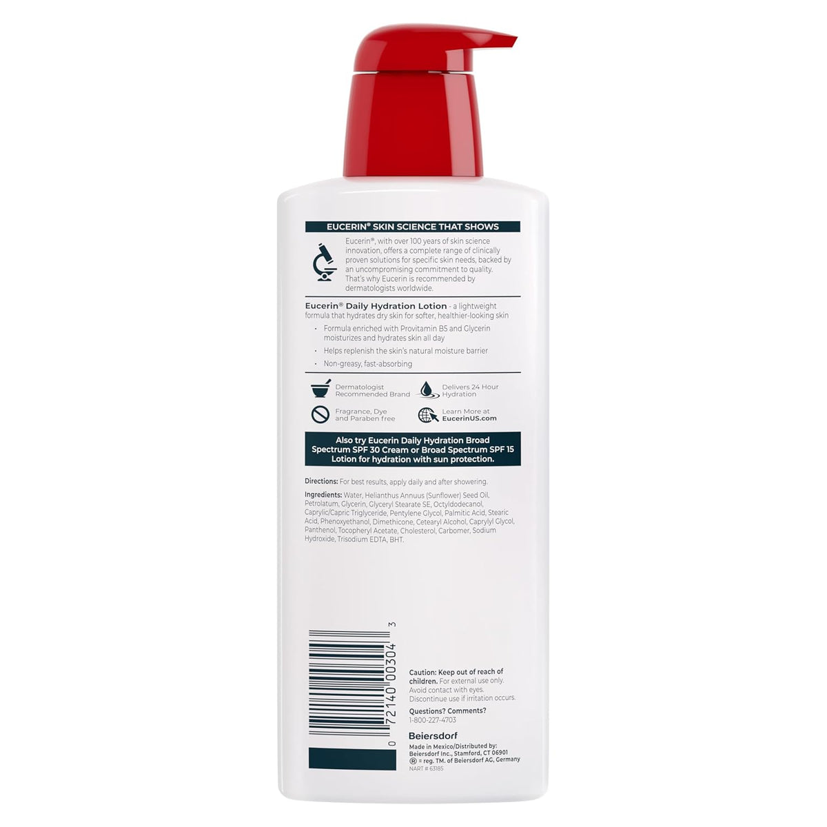 Eucerin Daily Hydration Lotion, Multipack, 3 x 16.9 Fl OZ, Style: Body Lotion