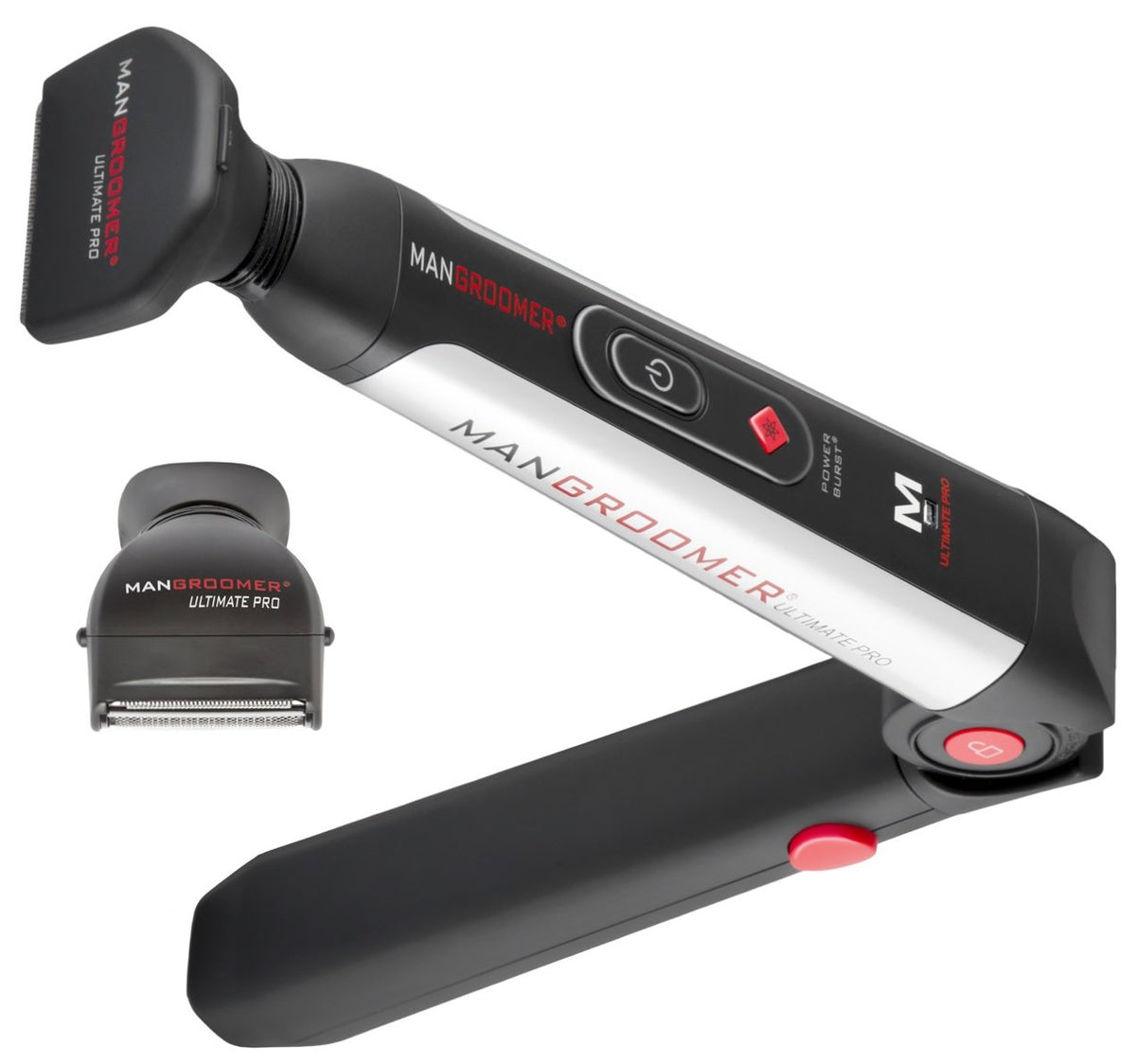 MANGROOMER Ultimate Pro Back Shaver with 2 Shock Absorber Flex Heads, Black and Red, 1 Count,& Size: 3 Piece Set