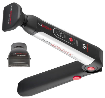 MANGROOMER Ultimate Pro Back Shaver with 2 Shock Absorber Flex Heads, Black and Red, 1 Count,& Size: 3 Piece Set