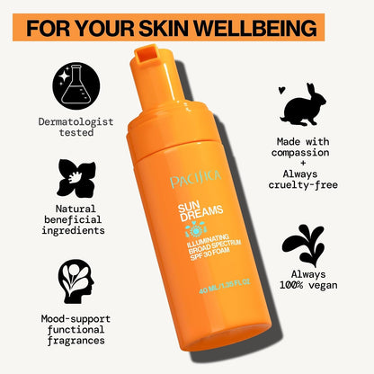Pacifica Facial Sunscreen - Sun Dreams Illuminating SPF 30 Foam Broad Spectrum Every Day Face Lotion..