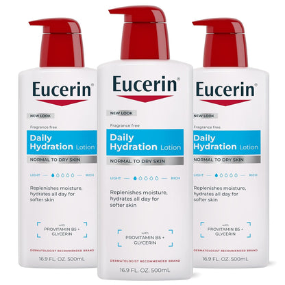 Eucerin Daily Hydration Lotion, Multipack, 3 x 16.9 Fl OZ, Style: Body Lotion