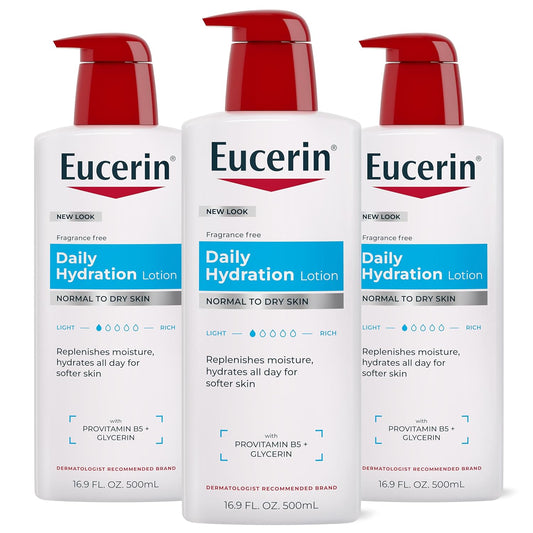 Eucerin Daily Hydration Lotion, Multipack, 3 x 16.9 Fl OZ, Style: Body Lotion