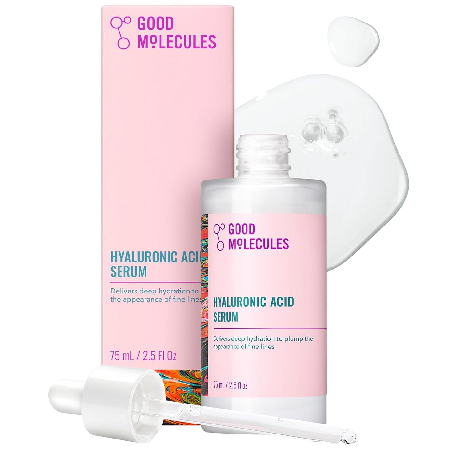 Good Molecules Hyaluronic Acid Serum - 1% Hyaluronic Acid Ultra hydrating Serum Facial Moisturizer for Plumper Skin..