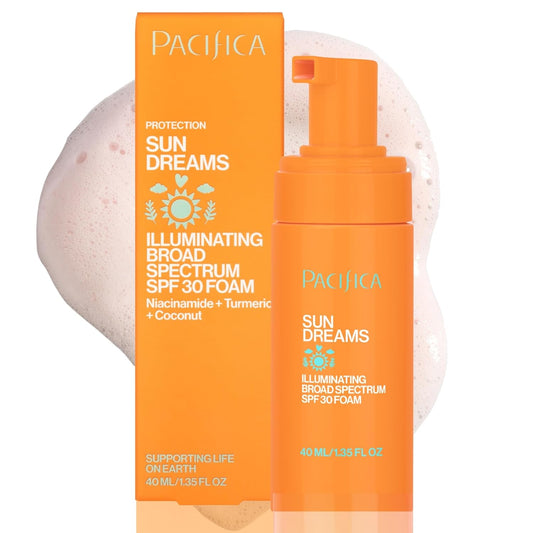 Pacifica Facial Sunscreen - Sun Dreams Illuminating SPF 30 Foam Broad Spectrum Every Day Face Lotion..