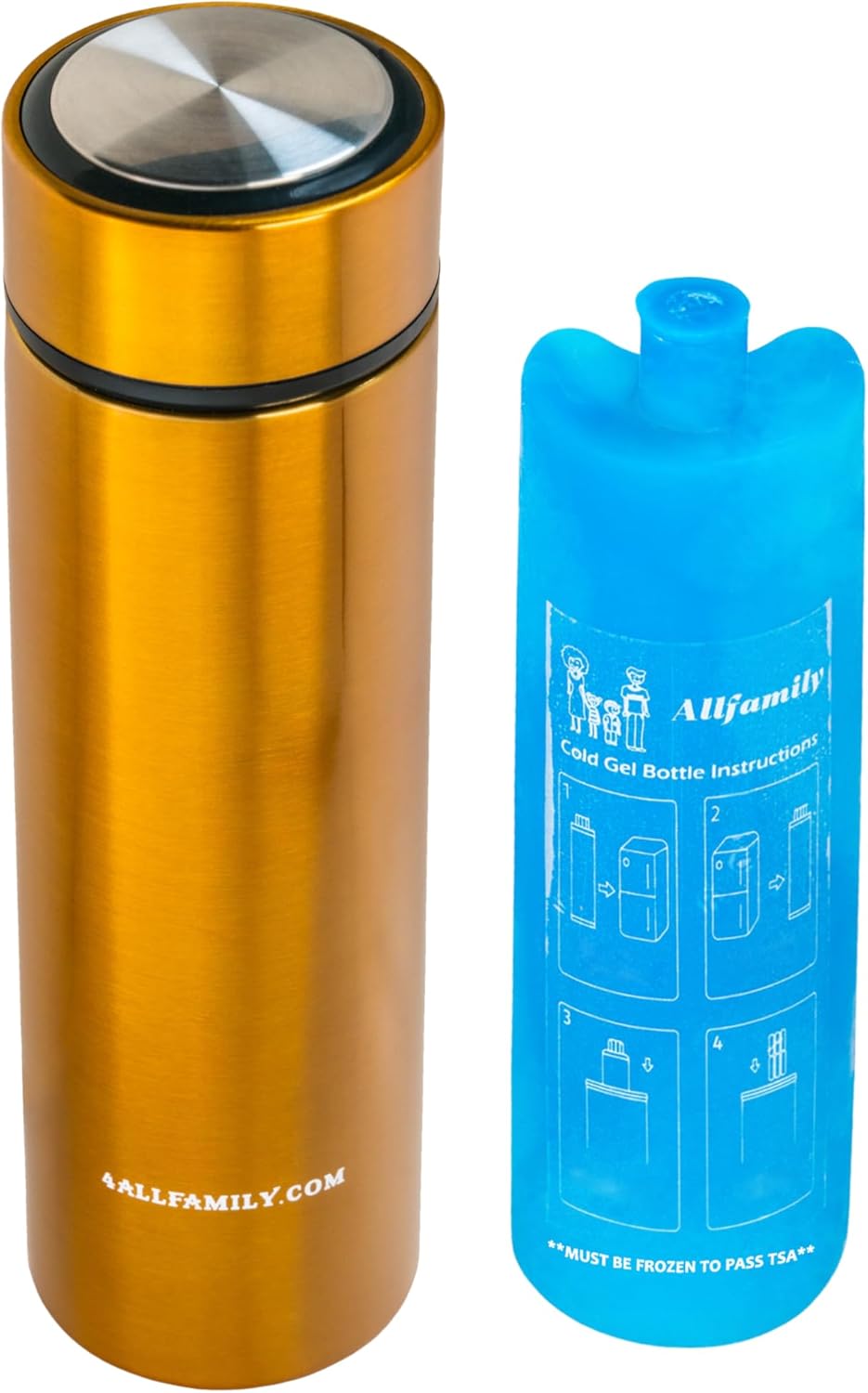 4ALLFAMILY Nomad 48H Travel Cooler with Reusable Ice Pack - Stainless Steel - Gold