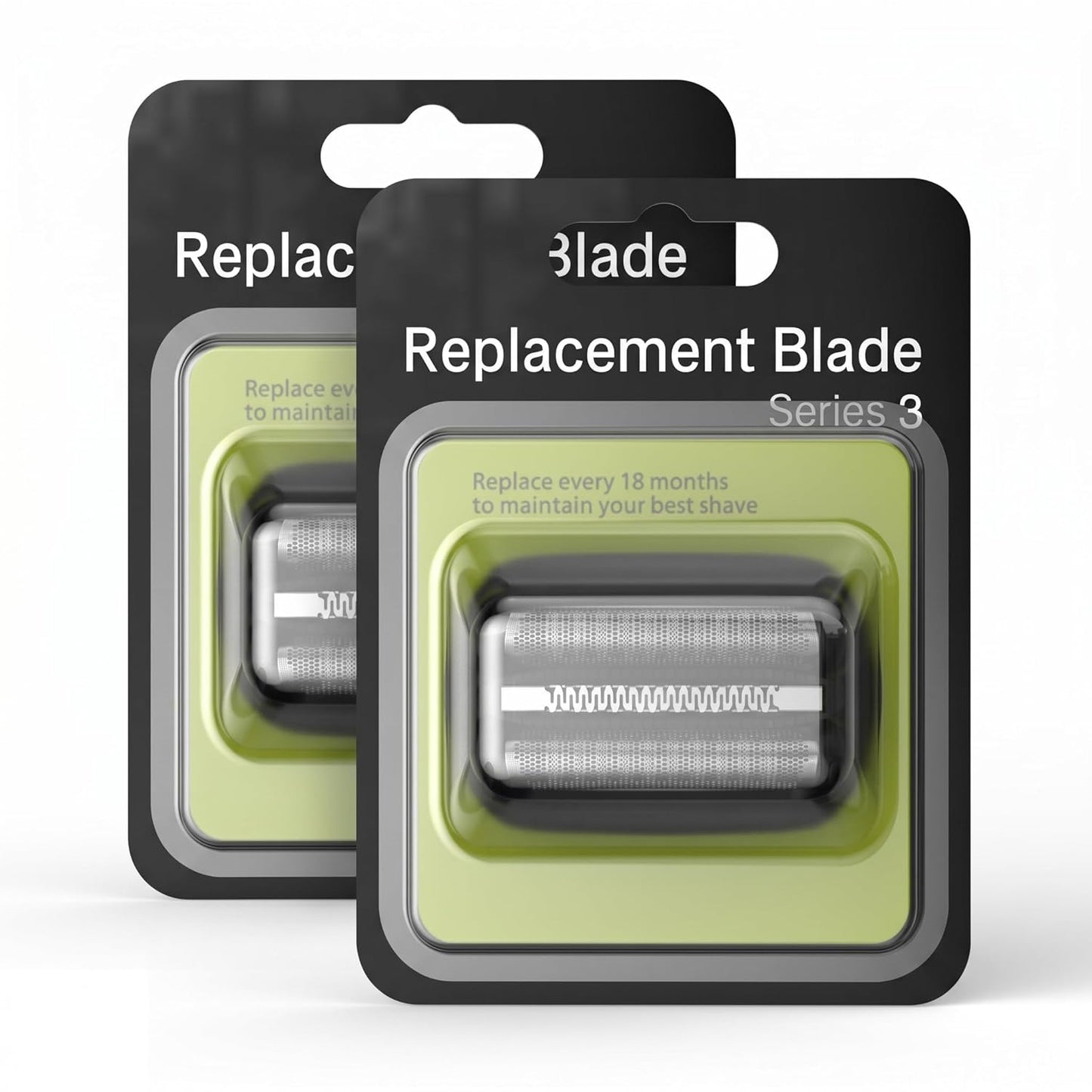 2-Pack Replacement Head for Braun Series 3 Foil &amp; Cutter Shavers, 32B Compatible Cassette, Washable
