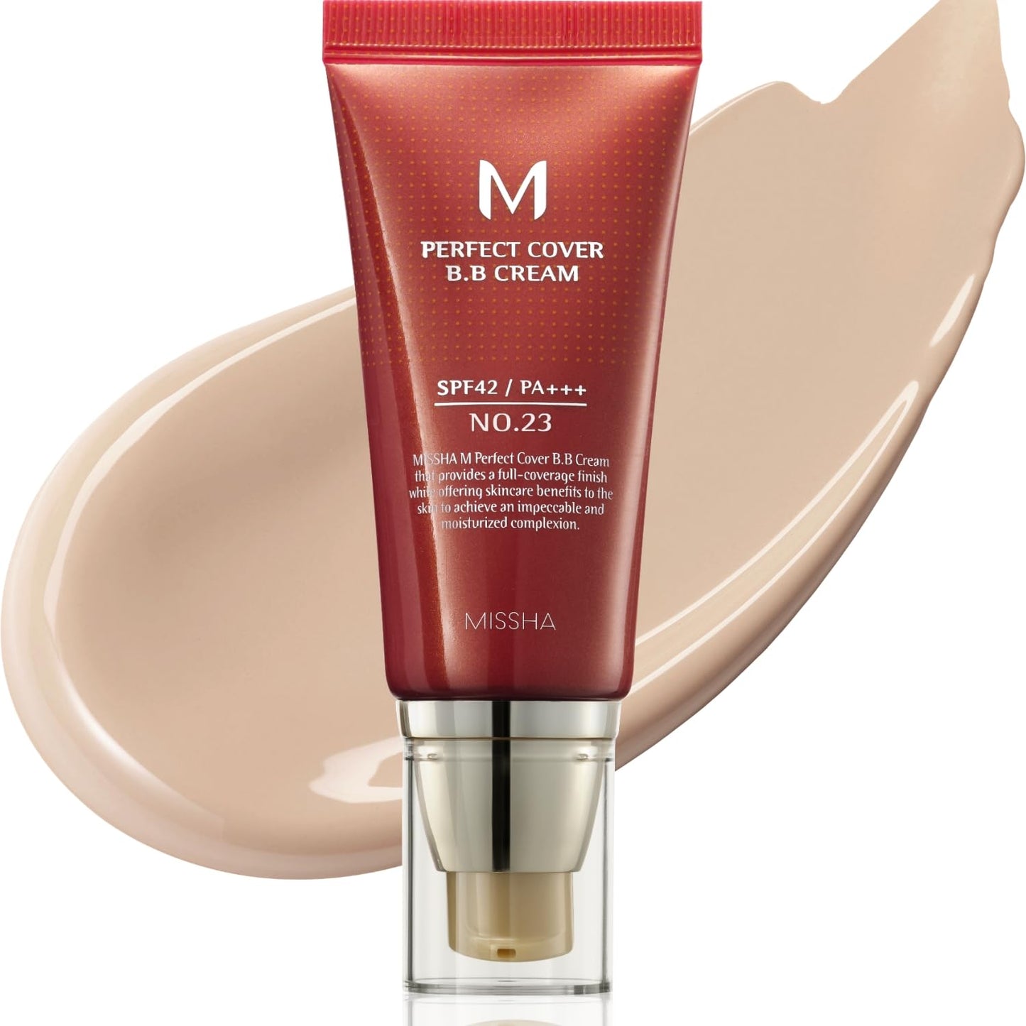 MISSHA M Perfect Cover BB Cream No.23 Natural Beige -Light/Medium with Cool/Neutral Undertone SPF 42 PA +++ 1.69 Fl Oz..