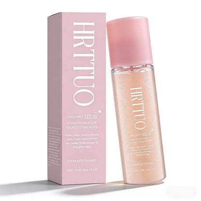 SPF Setting Spray for Face & Body - Sheer Sunscreen Mist SPF 50, Makeup-Friendly Setting Mist with Hydrating Glow..