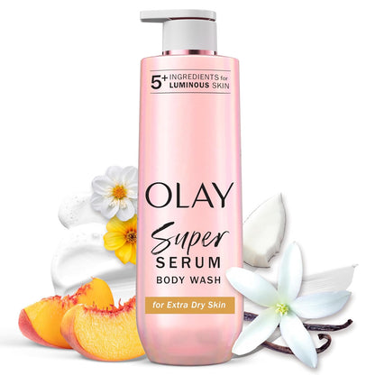 Olay Super Serum Body Wash for Extra Dry Skin, 24hr Long Lasting Rich Hydration, 5+ Ingredient Complex for Bright, Even, Firm, & Luminous Skin..