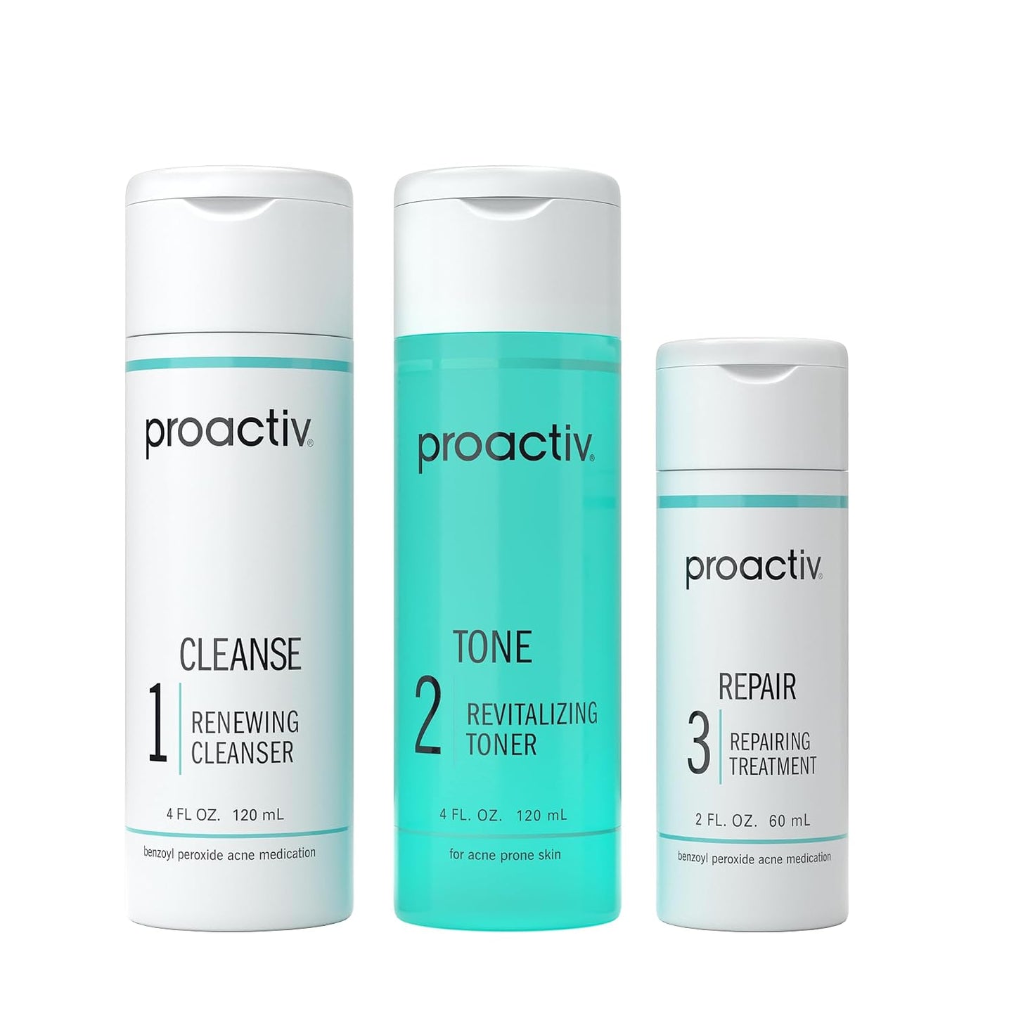 Proactiv 3 Step Acne Treatment - Benzoyl Peroxide Face Wash -  60 Day Complete Acne Skin Care Kit