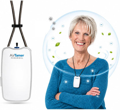 AirTamer A310W Wearable Personal Air Purifier, Rechargeable, White